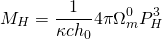 \[ M_H = \frac1{\kappa c h_0} 4\pi \Omega^0_m P_H^3 \]